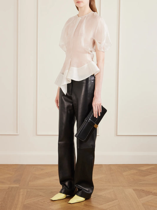 KHAITE Black Leather Clutch Bag