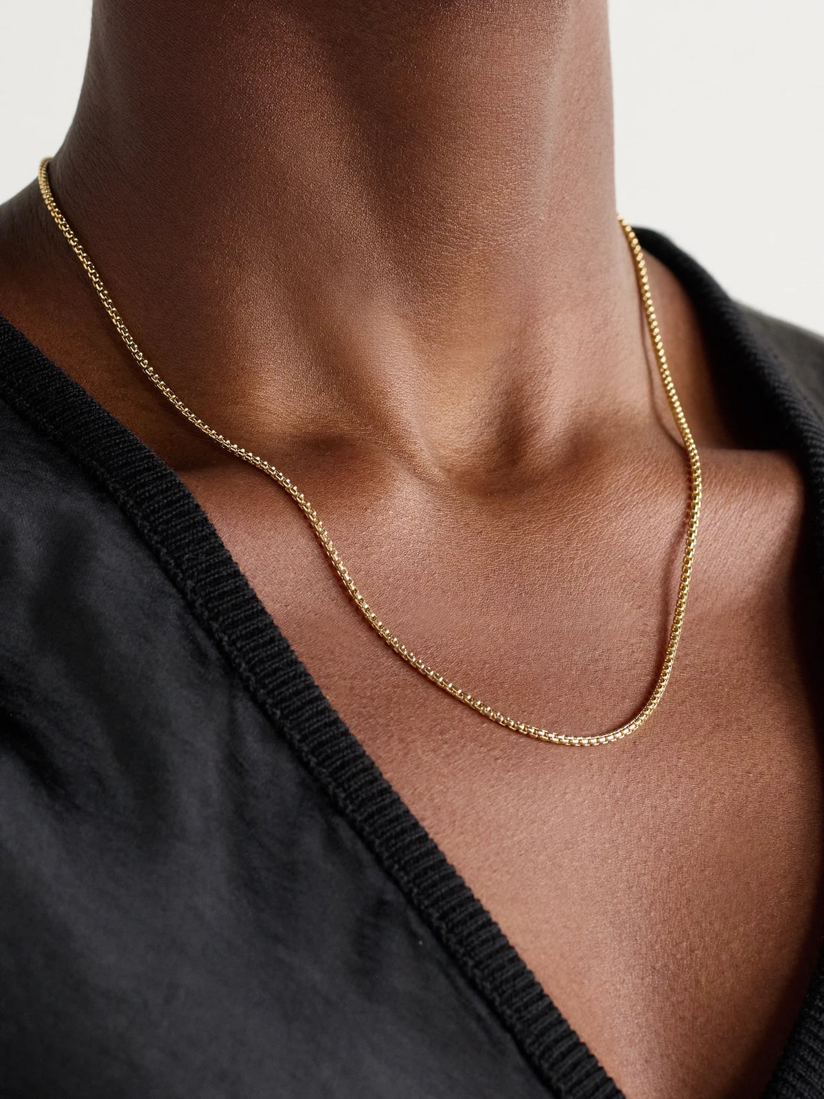 Image of Necklaces. Product name - Hollow Box Chain 18-karat Gold Necklace in Multi colour by brand - David Yurman