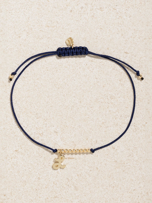 Initial 14-karat Gold And Cord Bracelet