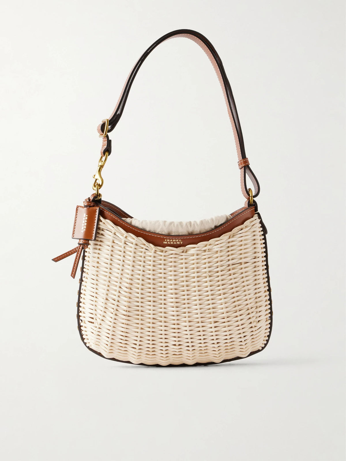 Oskan Wicker Leather-trimmed Wicker Shoulder Bag