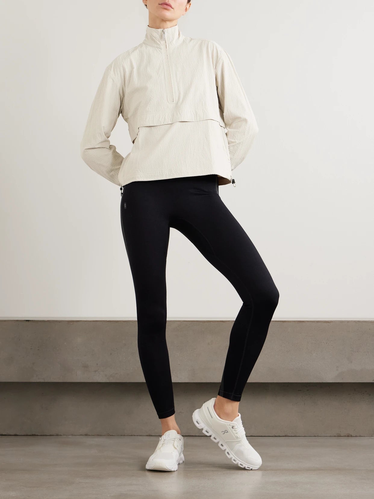 Image of Coats & Jackets. Product name - Courtside Seersucker Half-zip Jacket in Sand colour by brand - ON