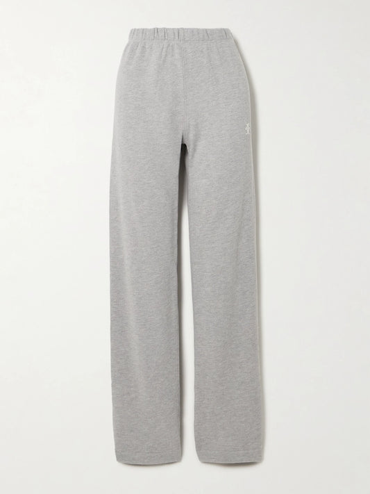Image of Sleepwear & Loungewear. Product name - Embroidered Cotton And Modal-blend Jersey Sweatpants in Gray colour by brand - ÉTERNE