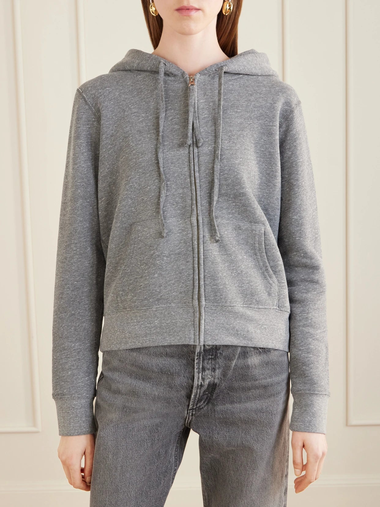 Callie Hooded Jersey Zip-up Sweater