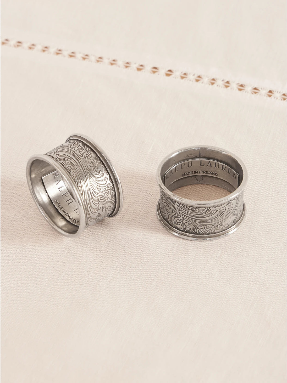 Aidan Set Of Two Engraved Pewter Napkin Rings