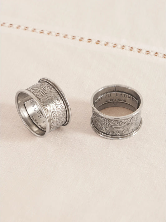 Aidan Set Of Two Engraved Pewter Napkin Rings