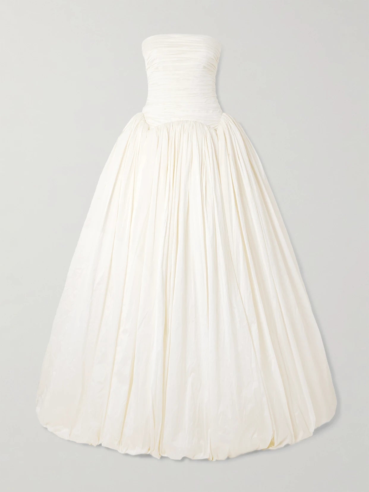 Image of Dresses. Product name - Drew Strapless Taffeta Gown in Ivory colour by brand - Danielle Frankel