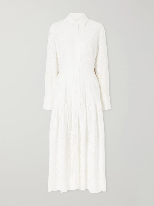 Embroidered Cotton-voile Midi Dress