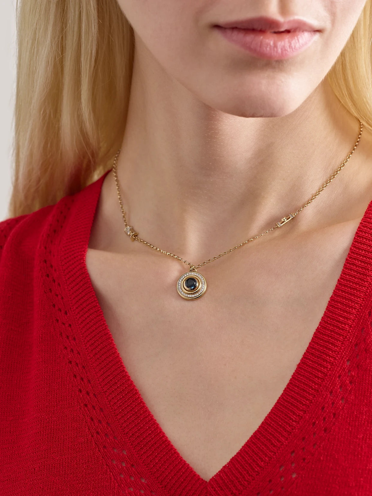 Image of Necklaces. Product name - The Warrior Mimmette 18-karat Gold Diamond Necklace in Multi colour by brand - L'Atelier Nawbar