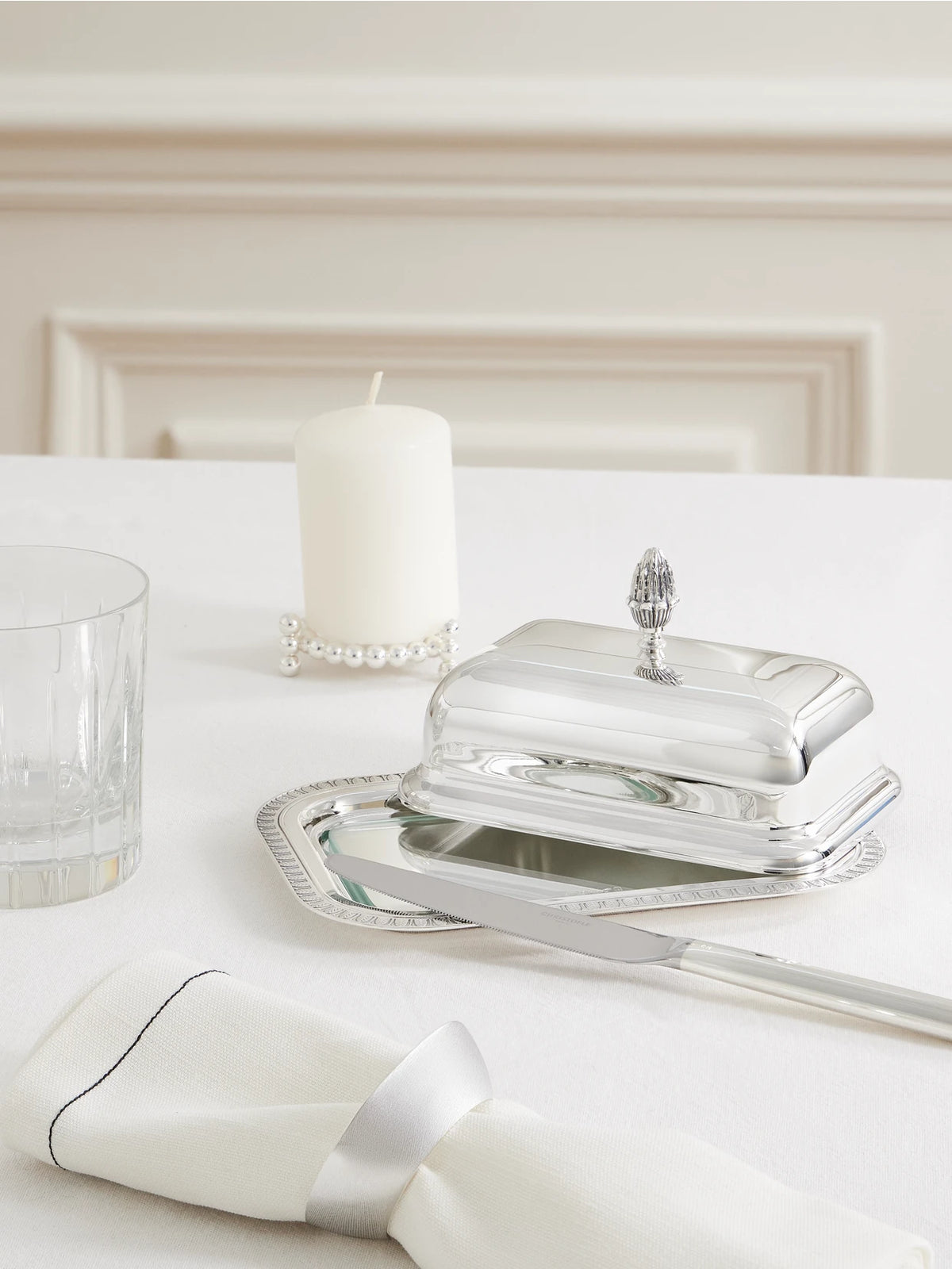 Image of Tableware. Product name - Malmaison Silver-plated Butter Dish in Multi colour by brand - Christofle