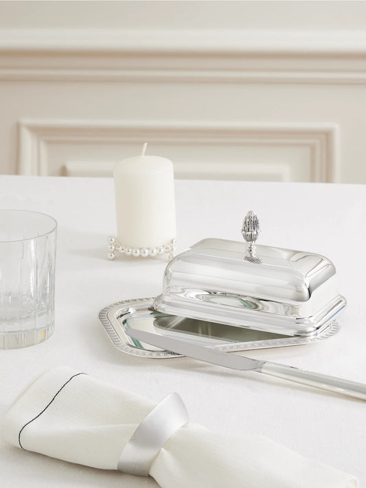 Image of Tableware. Product name - Malmaison Silver-plated Butter Dish in Multi colour by brand - Christofle