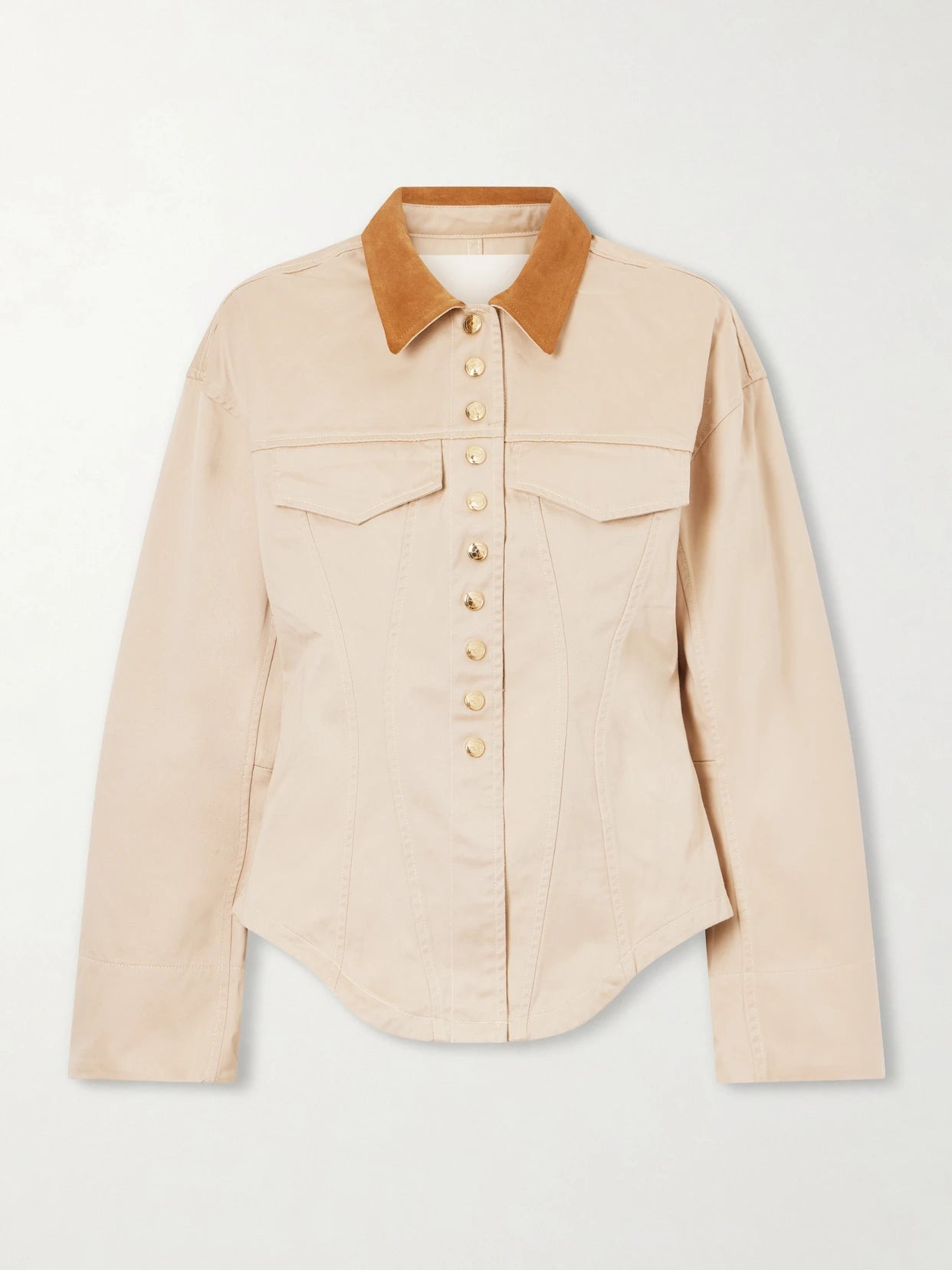 The Lennox Suede-trimmed Organic Cotton-twill Jacket