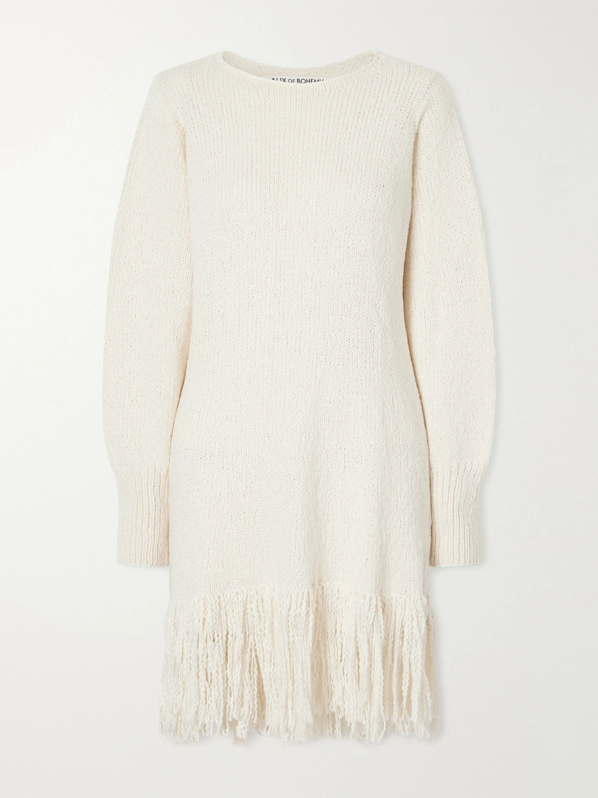 ALIX OF BOHEMIA Renny Fringe-detailed Open-knit Cotton Mini Dress