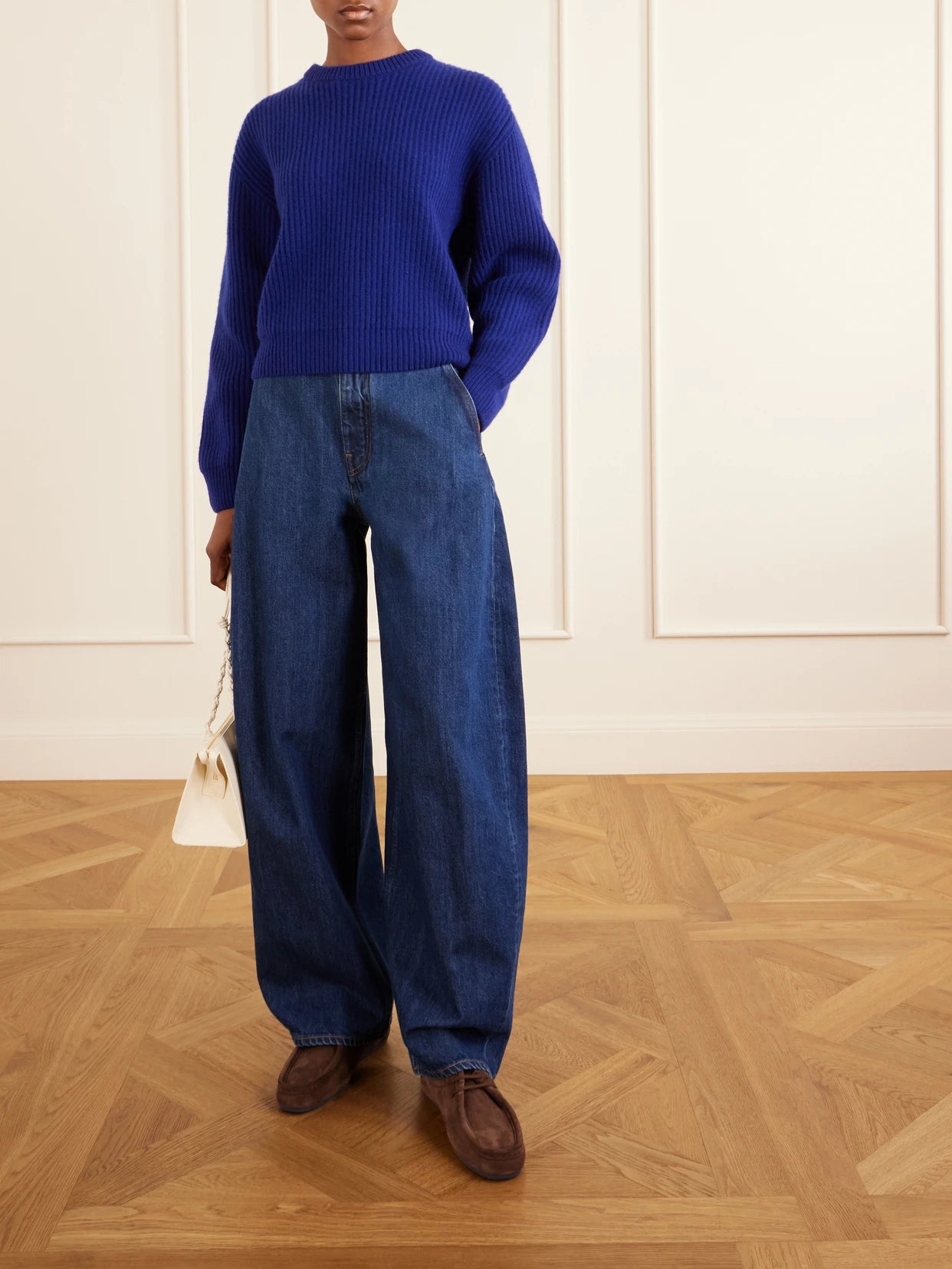 Image of Jeans. Product name - Low-rise Wide-leg Jeans in Mid denim colour by brand - Jil Sander
