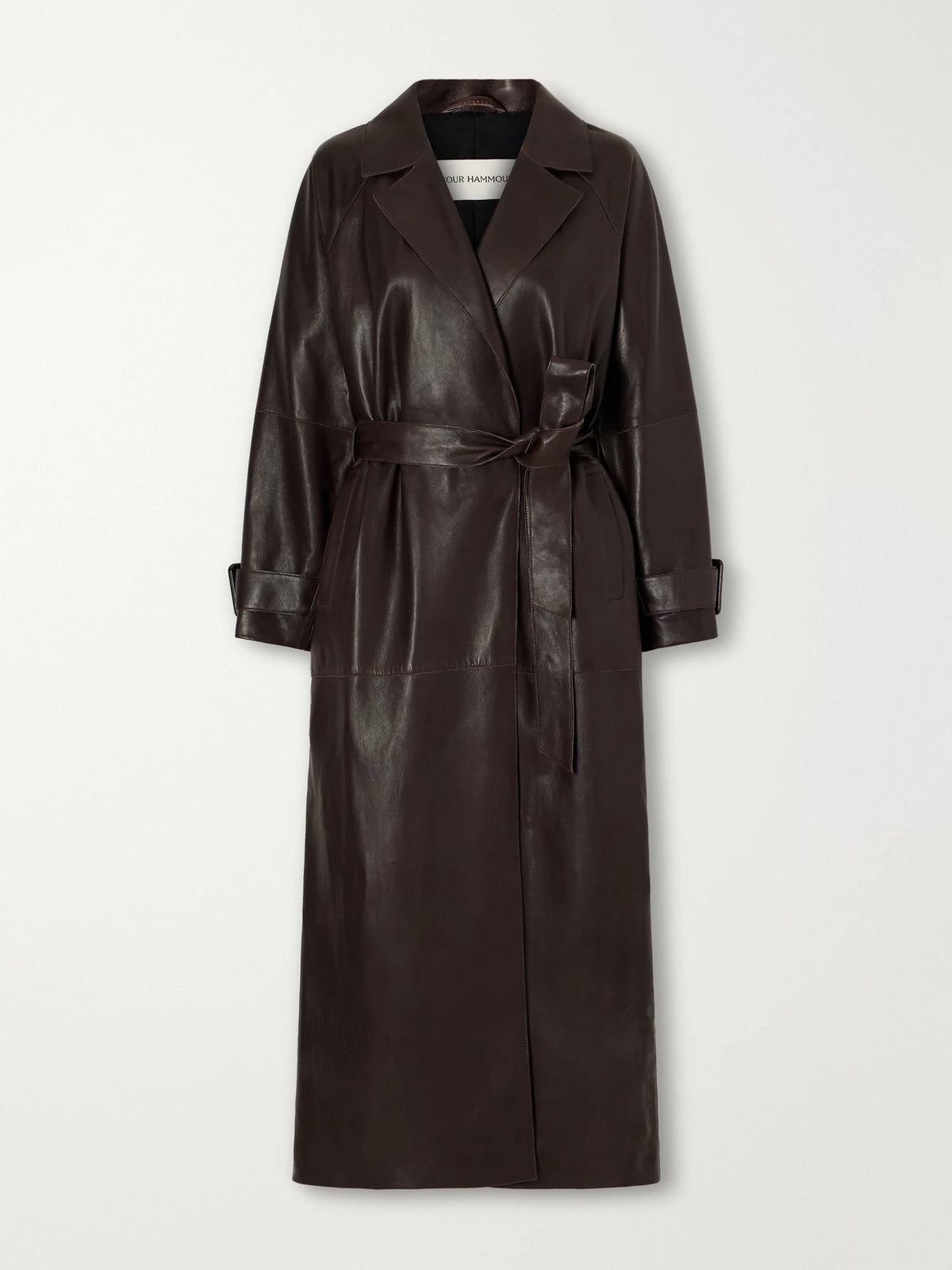 Nour Hammour Staley Belted Leather Coat