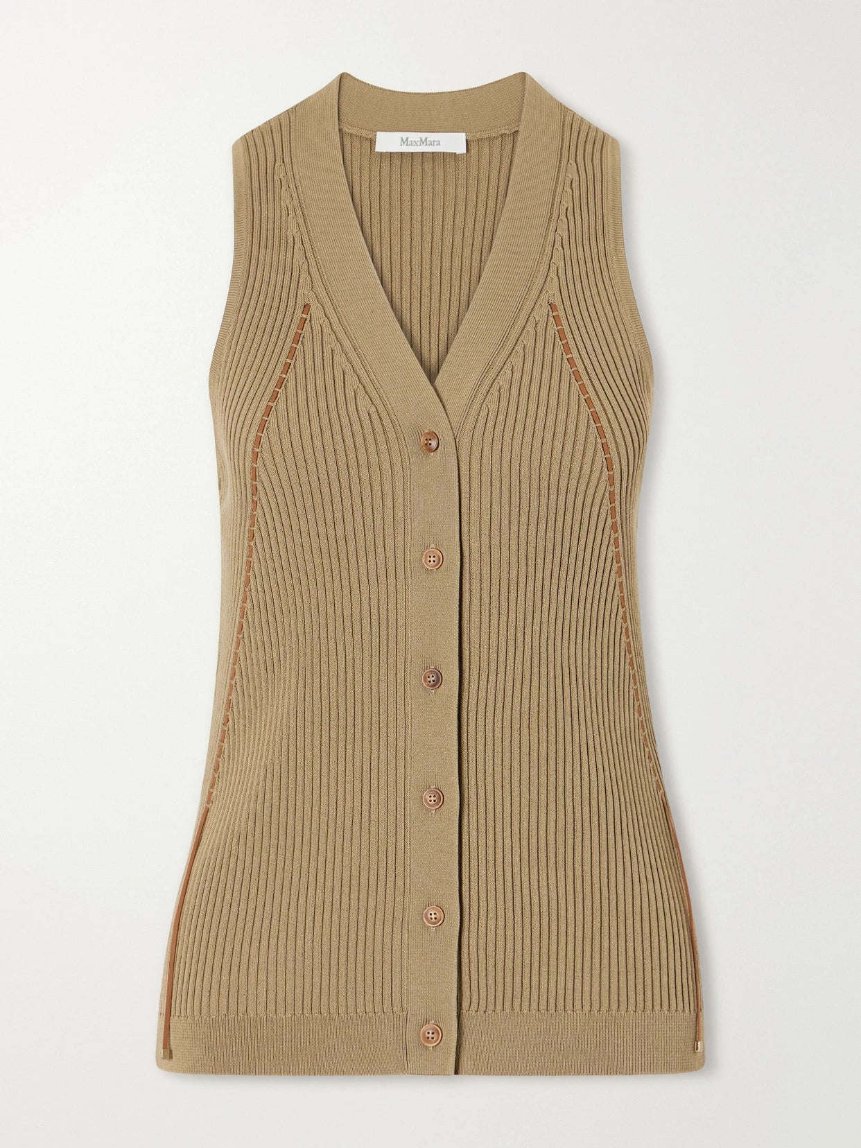 Lace-detailed Ribbed Cotton-blend Vest