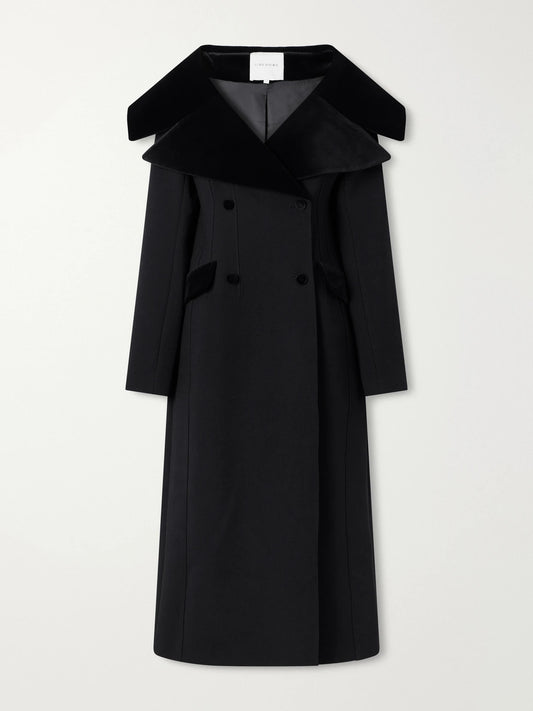 LIBEROWE Hourglass Double-breasted Wool Velour-trimmed Coat