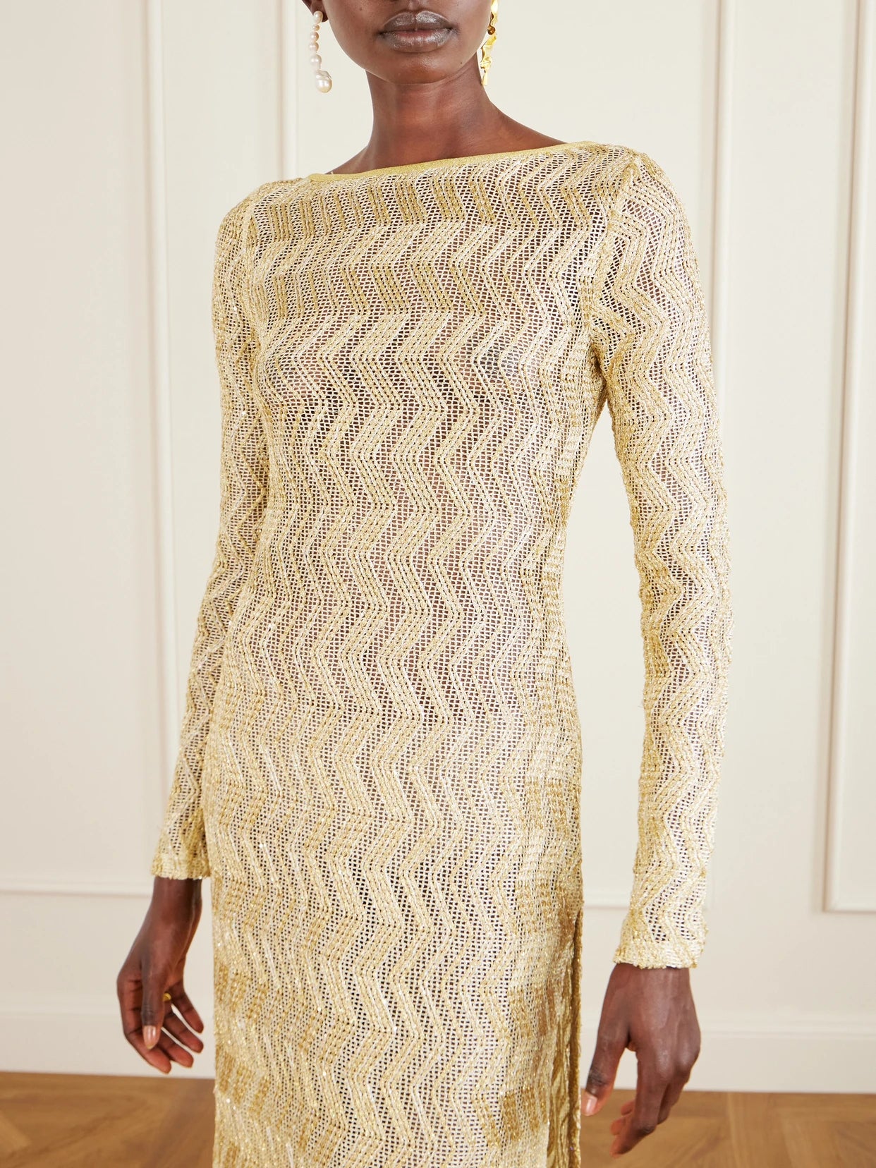Mare Open-back Metallic Crochet-knit Maxi Dress