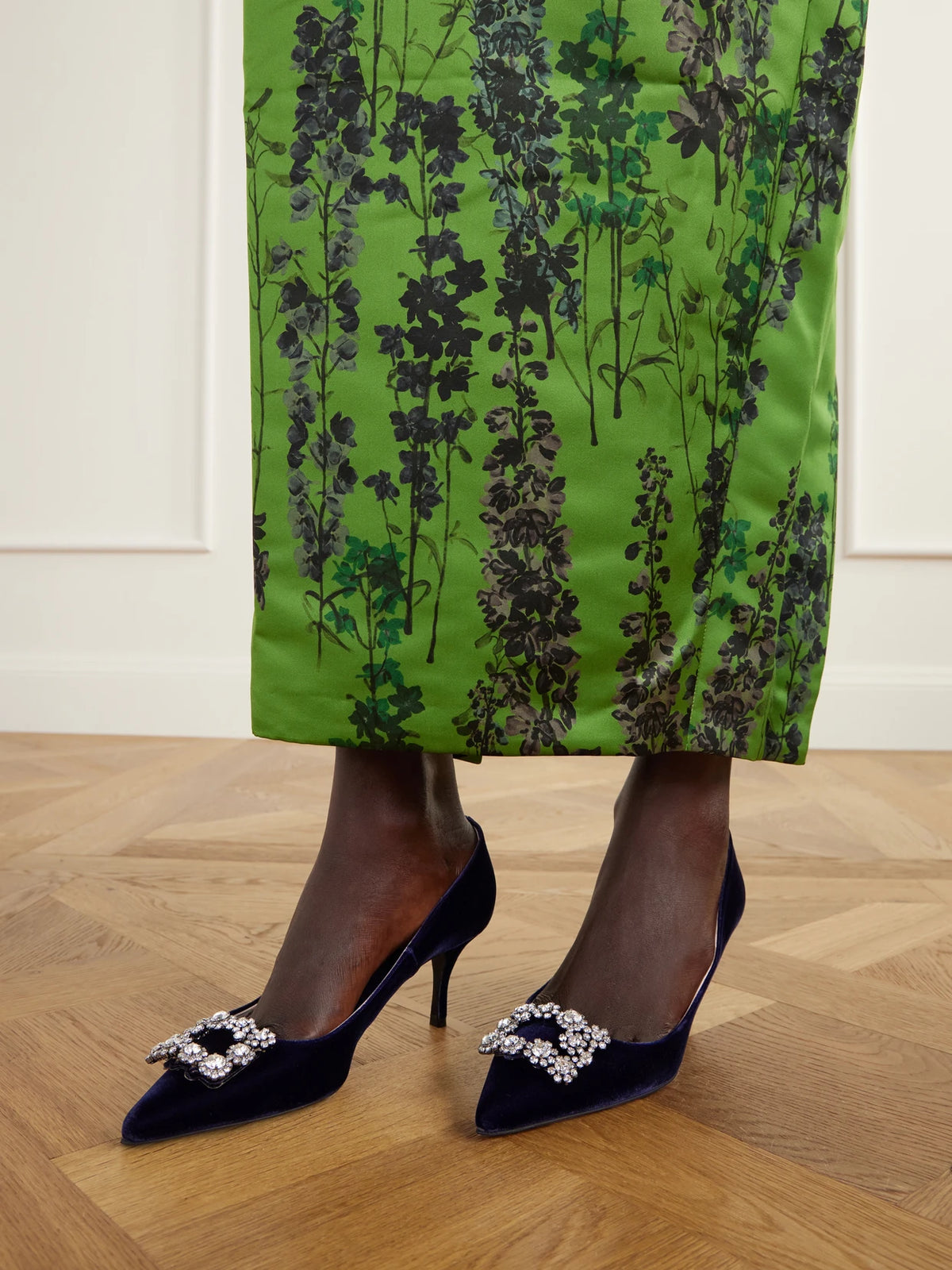 Roger Vivier Flower Strass 65 Crystal-embellished Velvet Pump