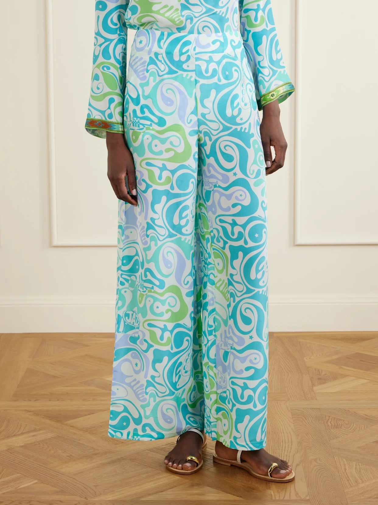 Stephan Printed Silk Wide-leg Pants