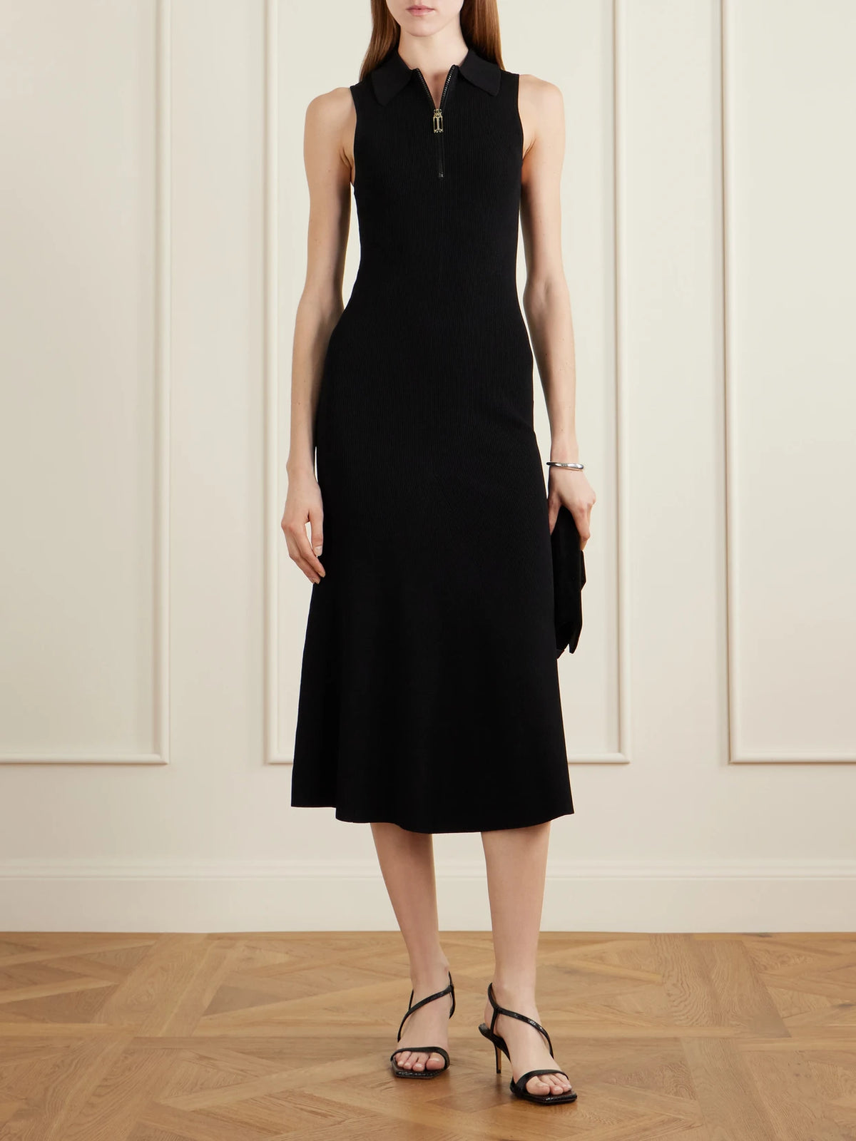 Image of Heels. Product name - Delicat Lizard-effect Leather Sandals in Black colour by brand - Emme Parsons