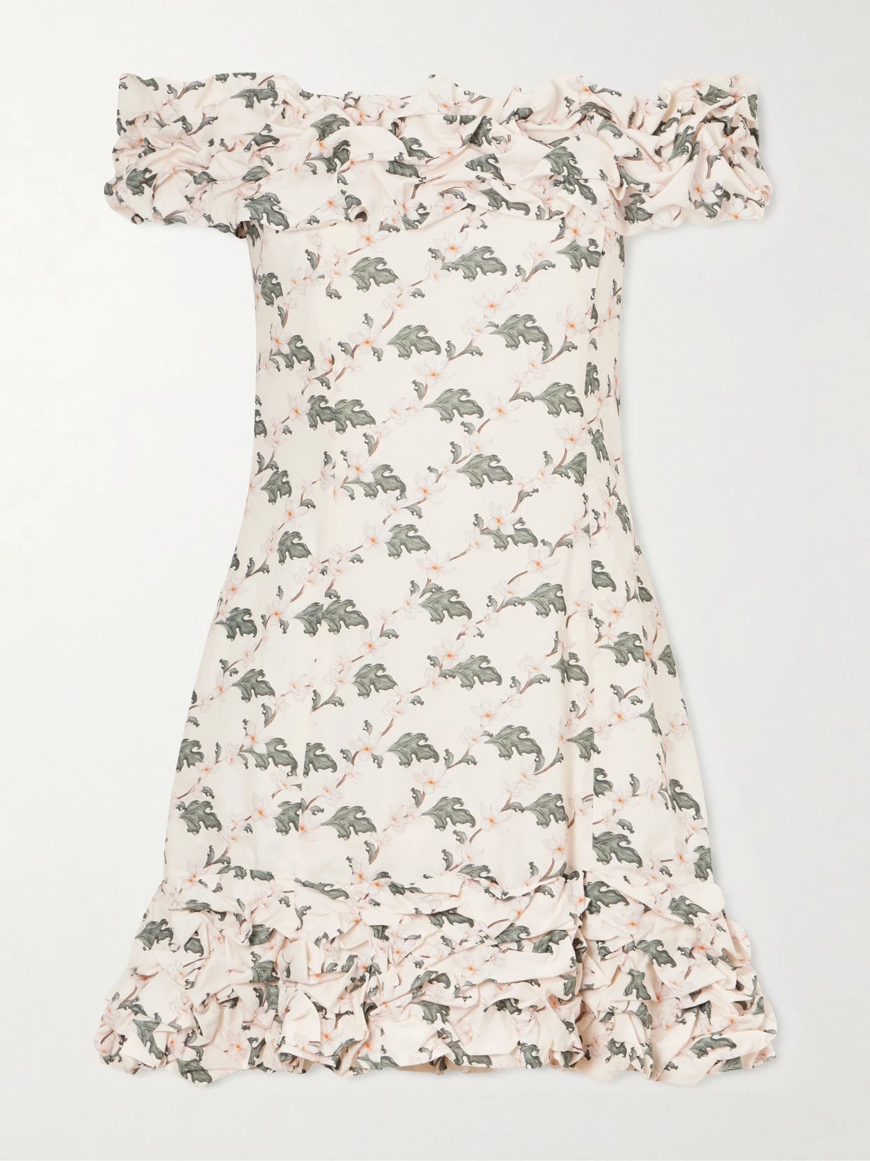 Image of Dresses. Product name - Jardin Anhelo Cotton Floral-printed Mini Dress in Multi colour by brand - Agua by Agua Bendita