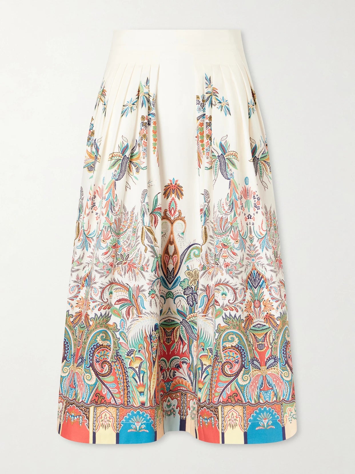 Paisley-print Cotton-poplin Midi Skirt