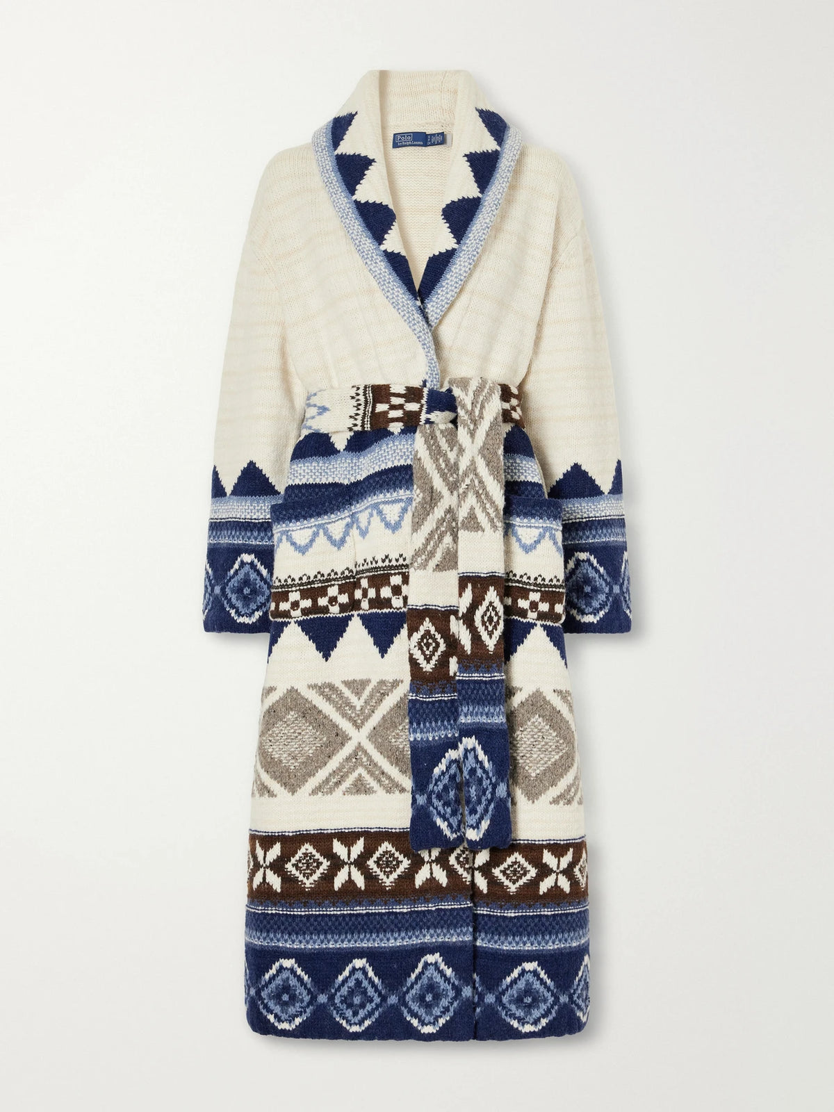 Polo Ralph Lauren Belted Intarsia-knit Wool Cardigan