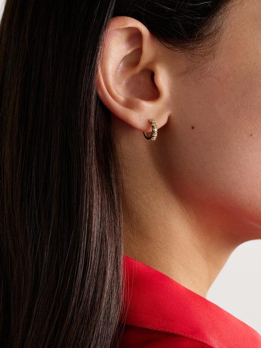 Image of Earrings. Product name - 18-karat Gold Diamond Hoop Earrings in Multi colour by brand - Jennifer Meyer