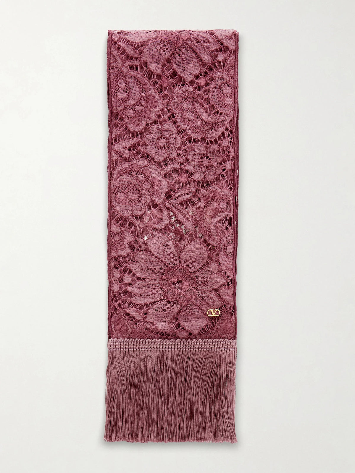 Embroidered Fringed Silk Crocheted Scarf