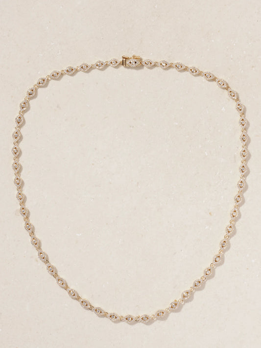 Small Evil Eye Eternity 14-karat Gold Diamond Necklace