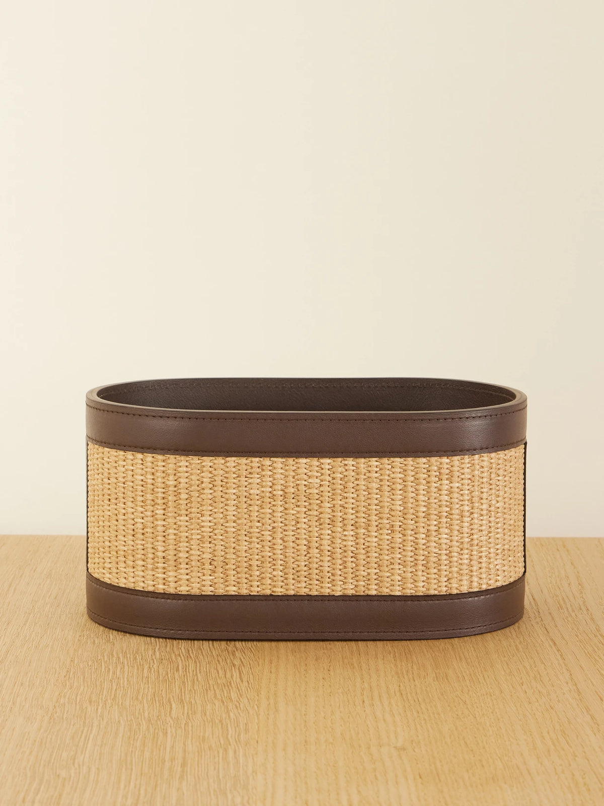 Raffia And Leather Basket