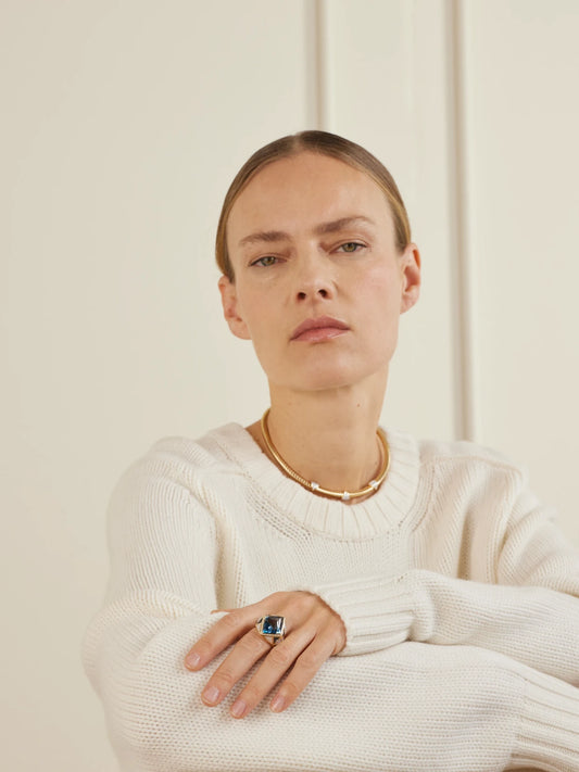 Image of Rings. Product name - 18-karat Gold Topaz, Diamond And Mother-of-pearl Ring in Multi colour by brand - Marina B