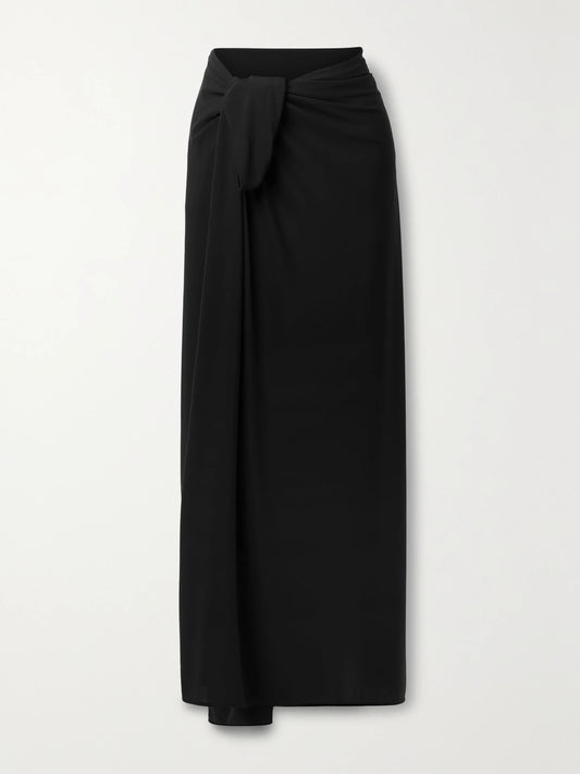 Image of Swimwear. Product name - Ernie Stretch-jersey Pareo in Black colour by brand - Norma Kamali