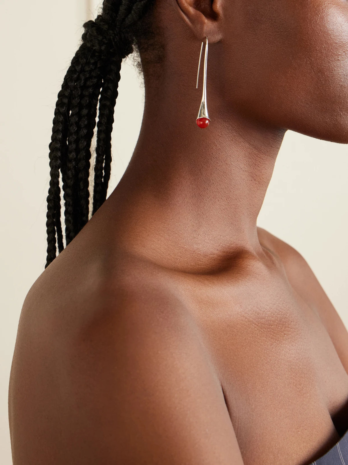 Image of Earrings. Product name - Vienna Silver And Carnelian Earrings in Red colour by brand - Sophie Buhai