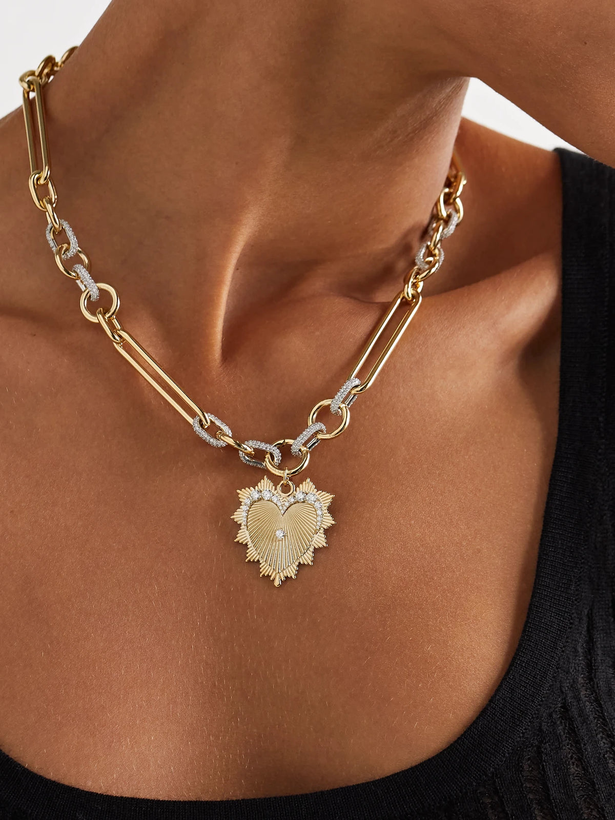 Image of Necklaces. Product name - Love 18-karat Gold Diamond Necklace in Multi colour by brand - FoundRae
