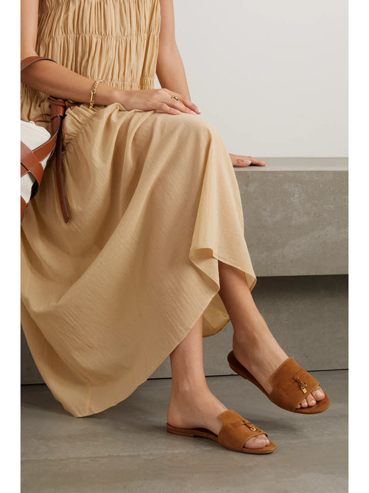 Loro Piana Summer Charms Suede Slides