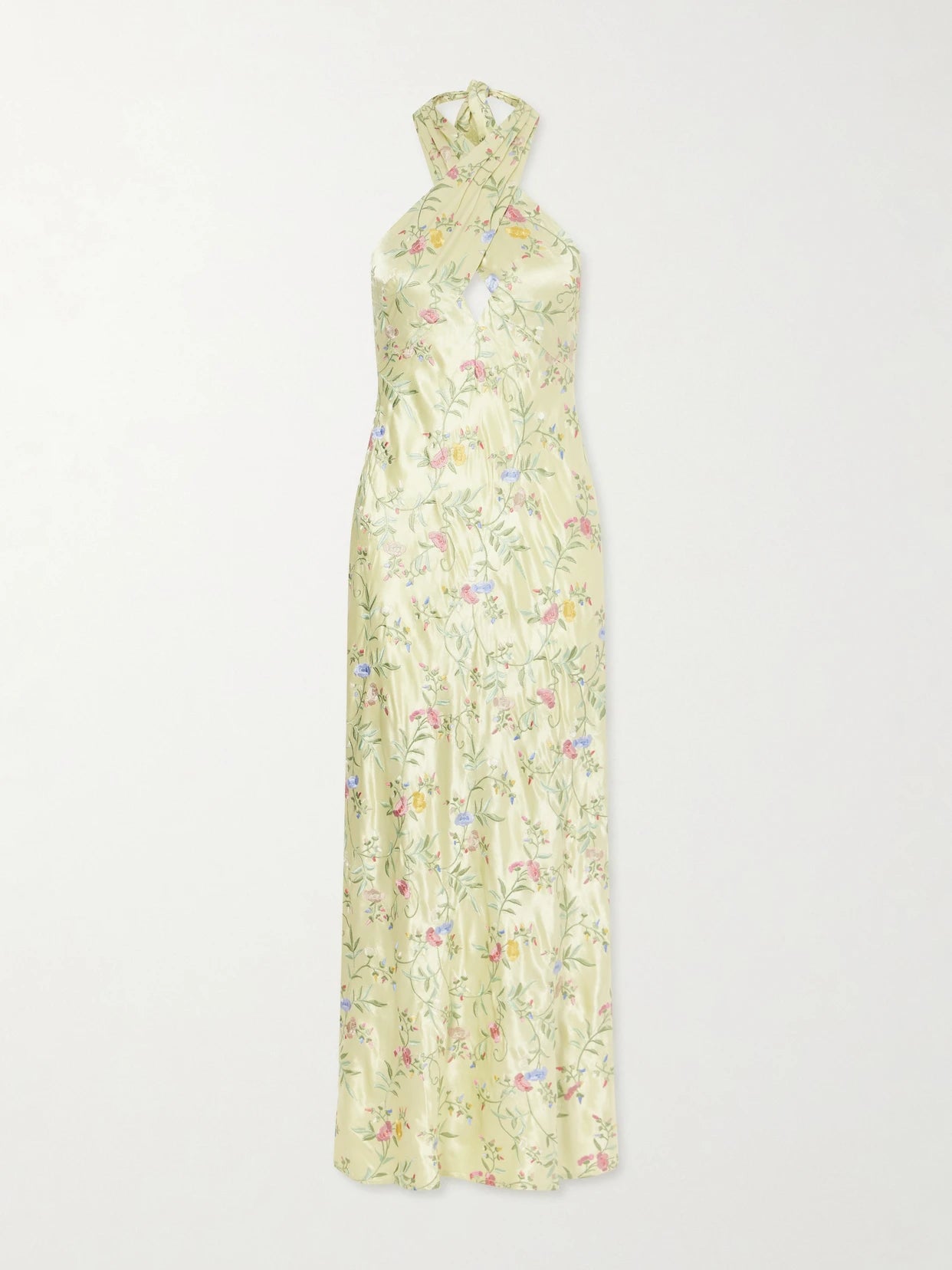 Dune Floral-embroidered Satin Maxi Dress
