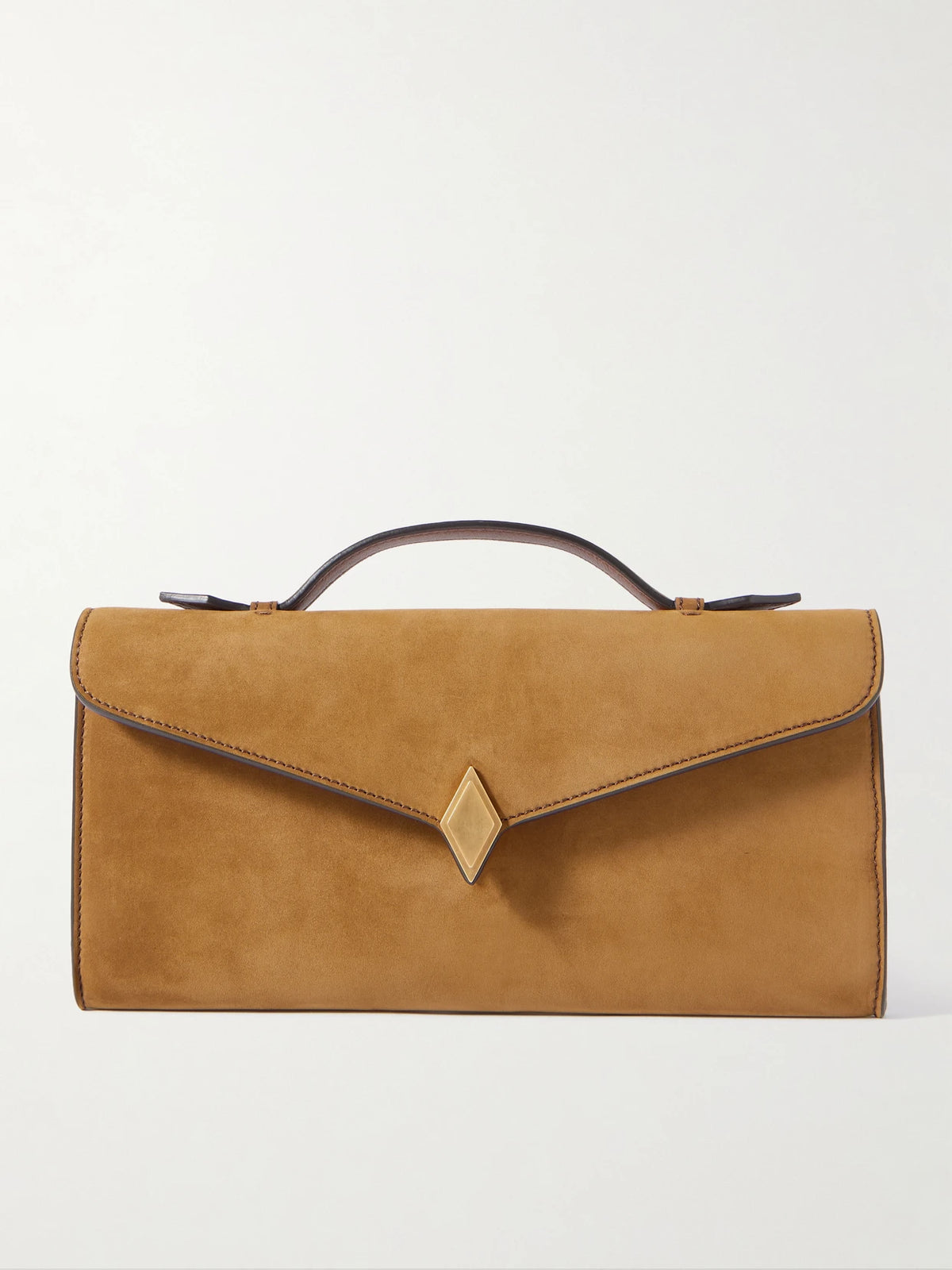 Edge Embellished Suede Clutch