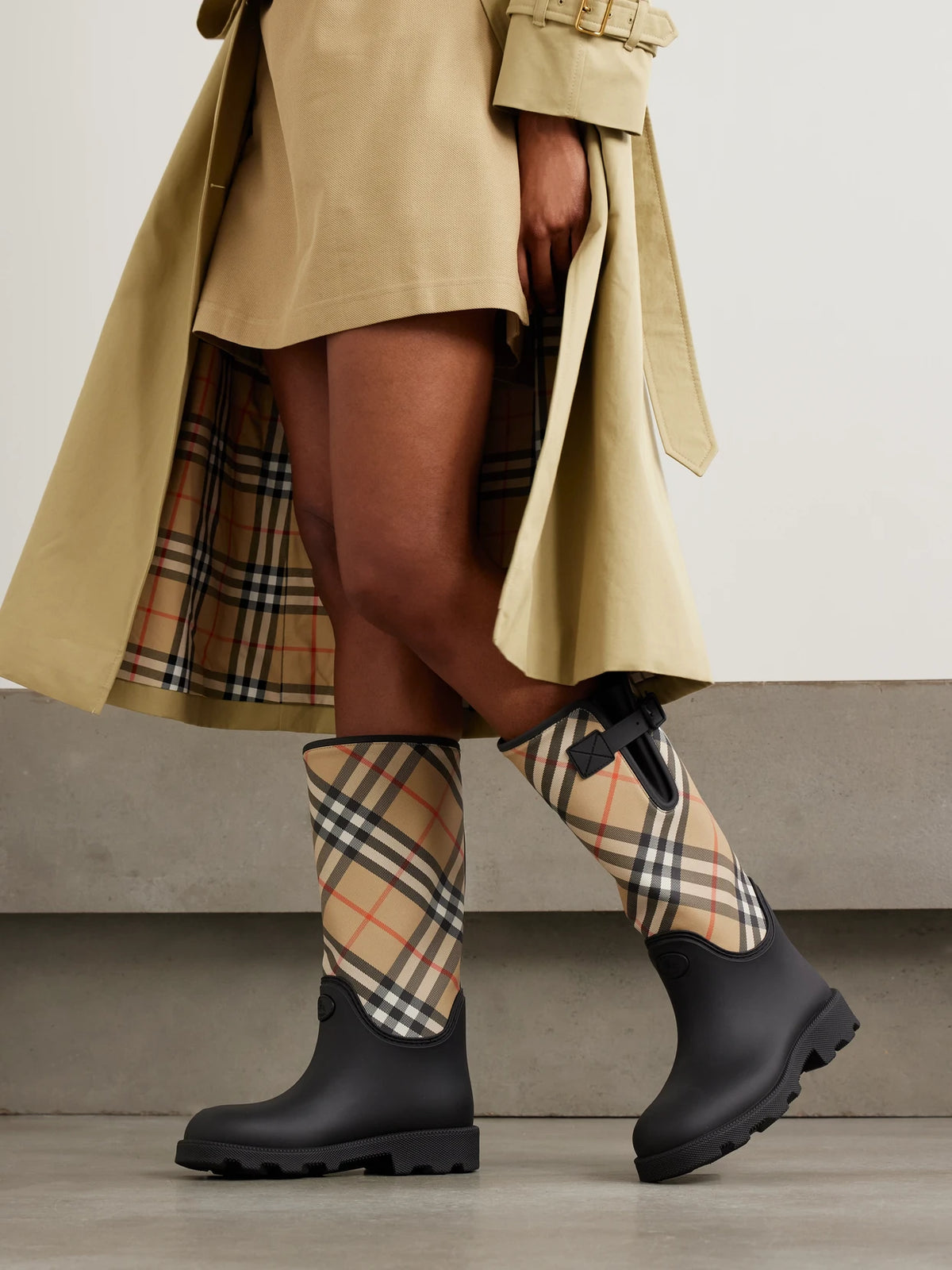 Rubber Marsh Checked Nylon And Rubber Rain Boots