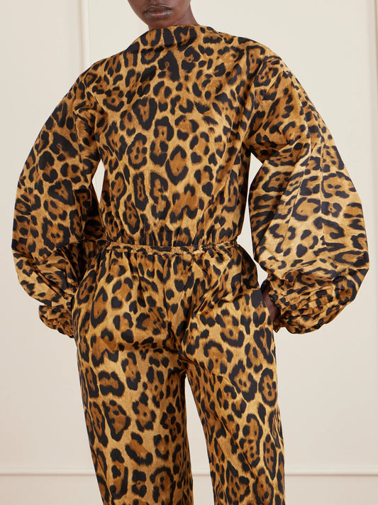 Leopard-print Shell Bodysuit