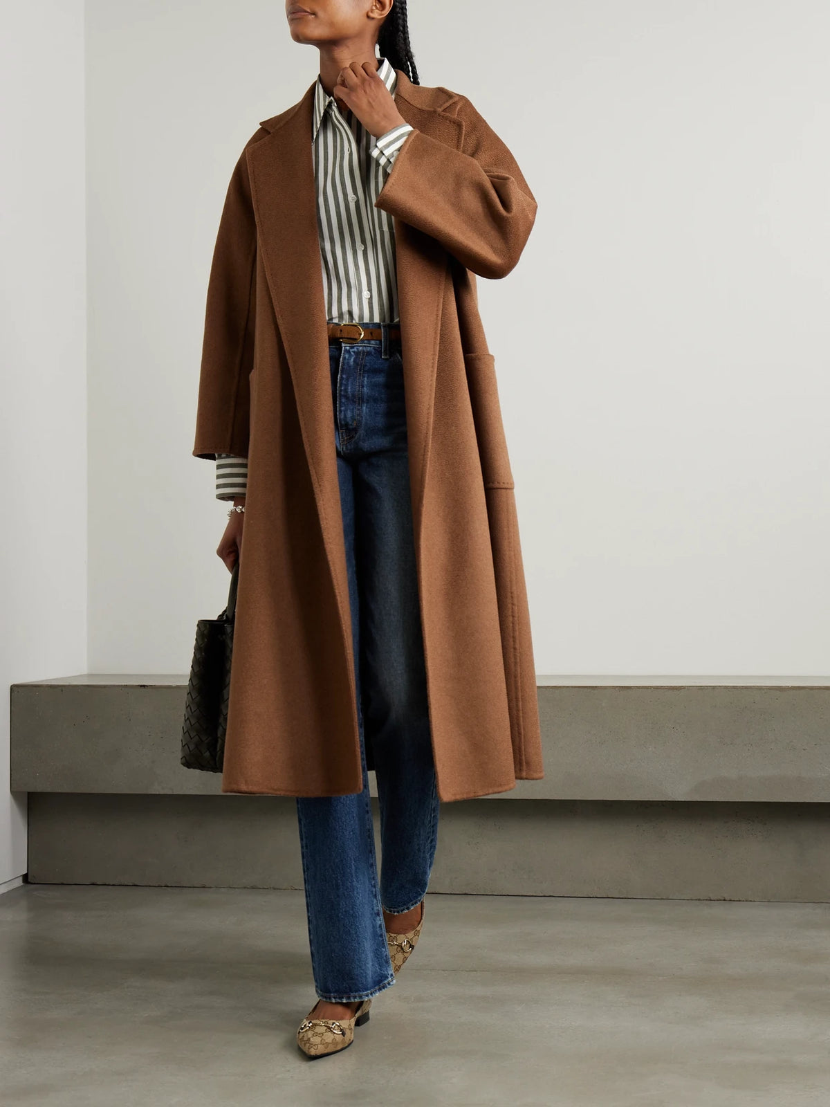 Image of Coats & Jackets. Product name - Ludmilla Belted Cashmere Coat in Brown colour by brand - Max Mara