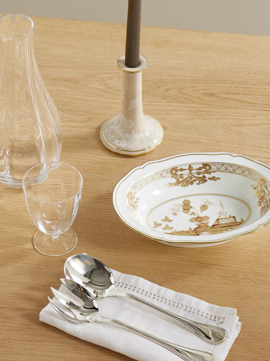 Image of Tableware. Product name - Antico Doccia Gold-plated Porcelain Bowl in White colour by brand - GINORI 1735