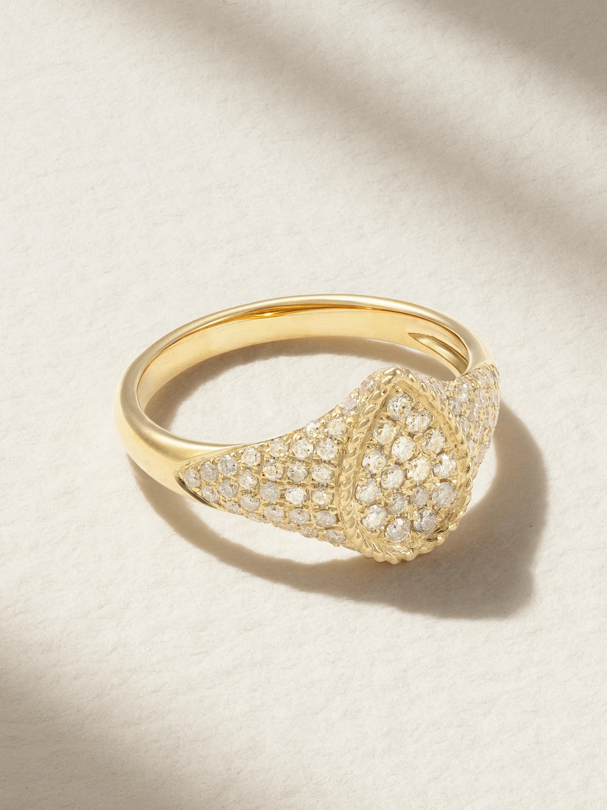 9-karat Gold Diamond Signet Ring