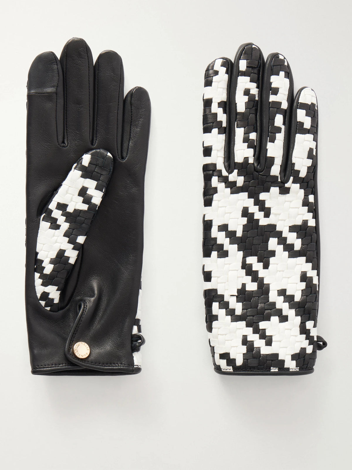 Agnelle Coquettine Houndstooth Leather Gloves