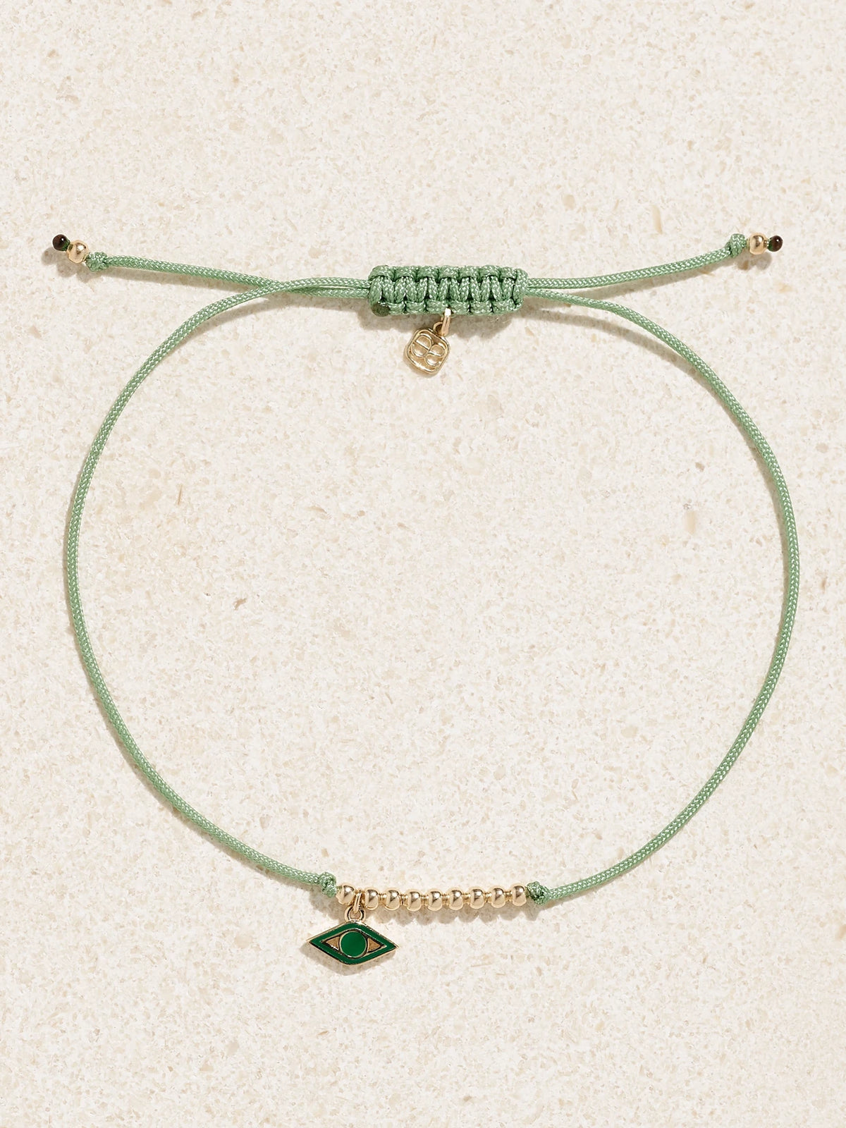 Evil Eye 14-karat Gold, Cord And Enamel Bracelet