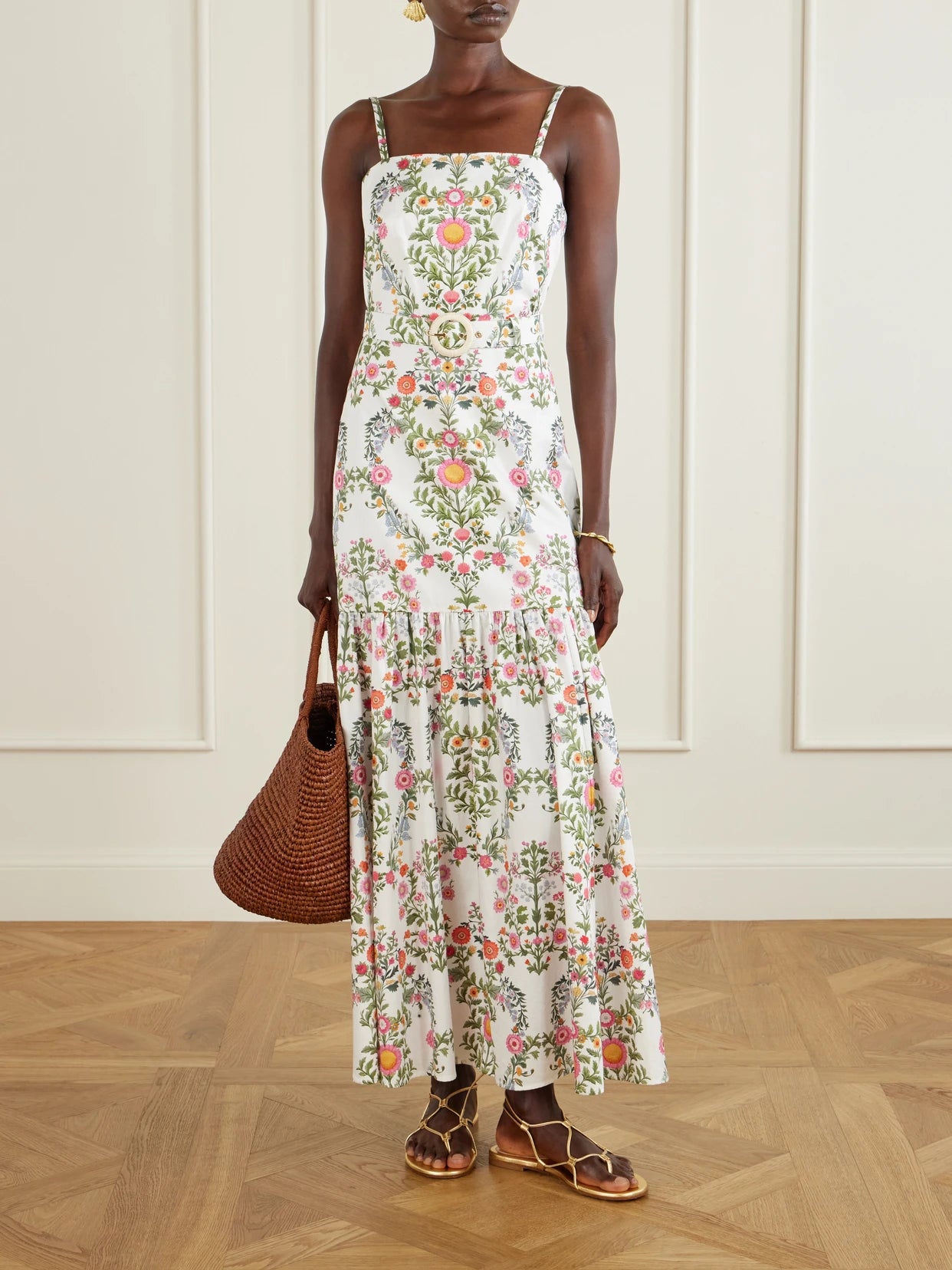 Image of Dresses. Product name - Cordiela Tiered Broderie Anglaise Cotton Maxi Dress in Multi colour by brand - Borgo de Nor