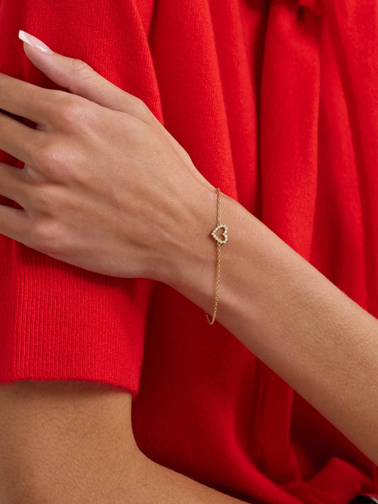 Image of Bracelets. Product name - Open Heart 18-karat Gold Diamond Bracelet in Multi colour by brand - Jennifer Meyer