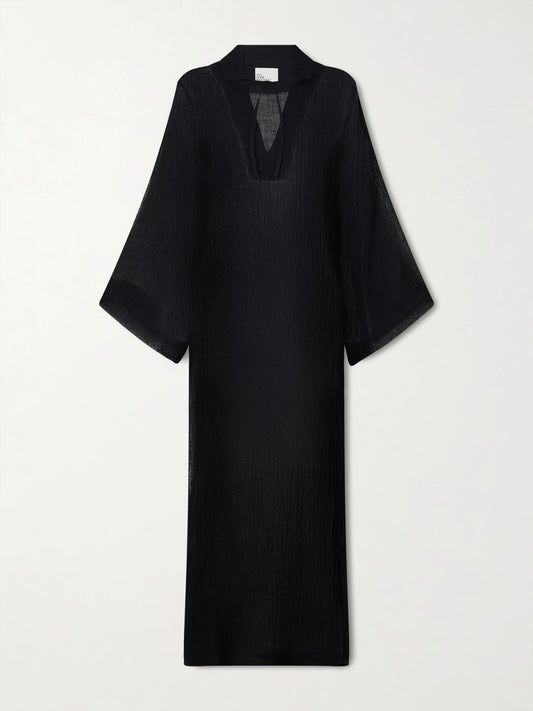 Crinkled Linen-blend Gauze Kaftan