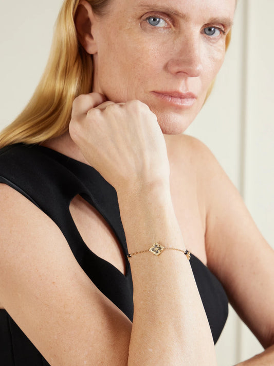 Image of Bracelets. Product name - Opera Tulle 18-karat Gold Onyx Bracelet in Multi colour by brand - Buccellati