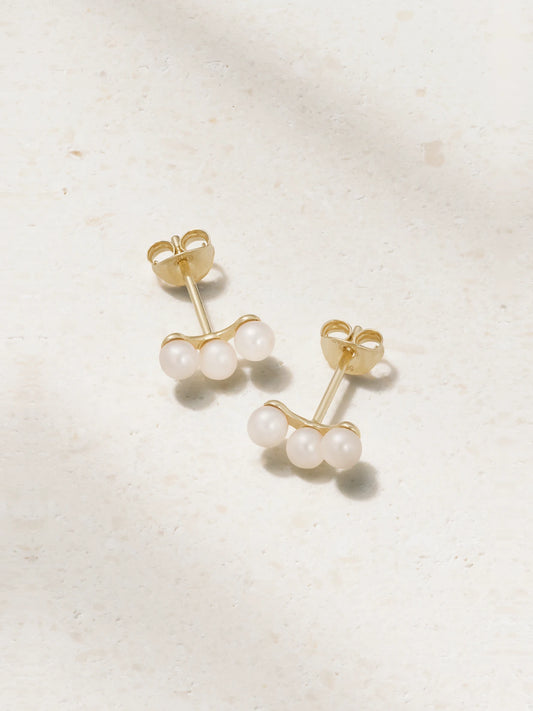 Trio 14-karat Gold Pearl Earrings